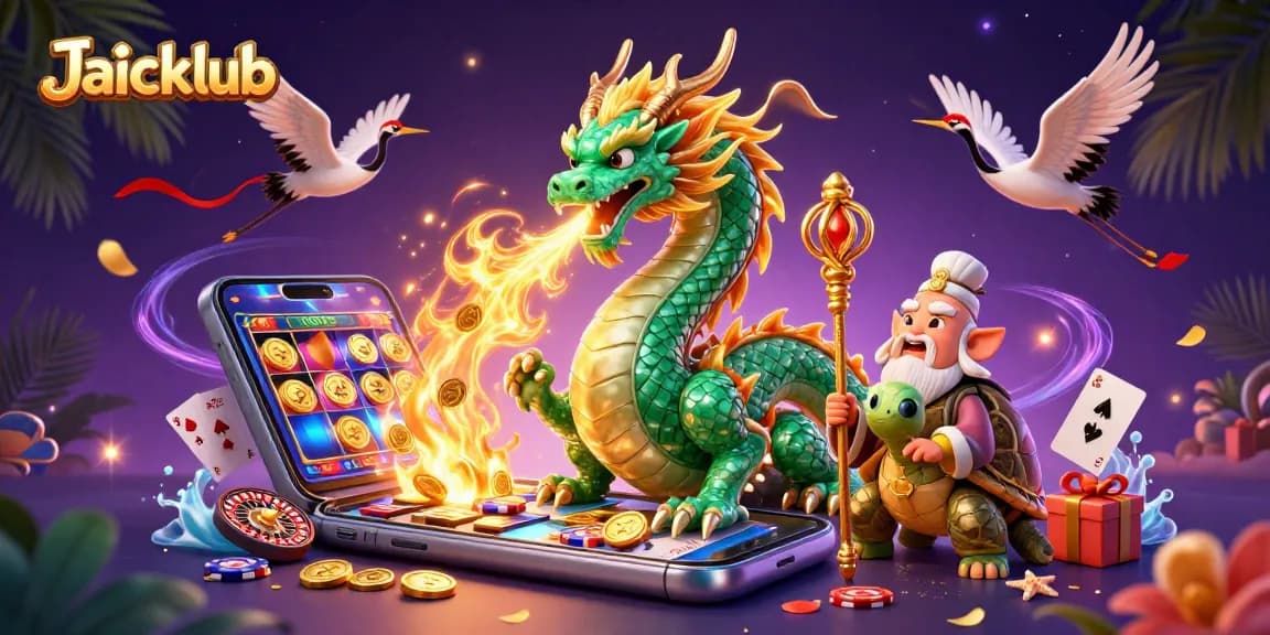 Experience thrilling gameplay at Jaiclub with an emerald dragon and lucky game elements.