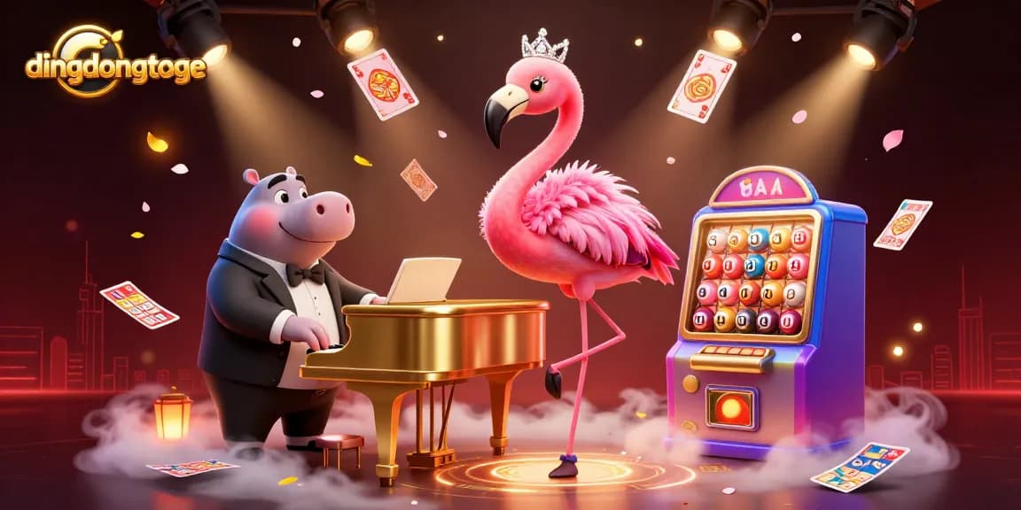 Dive into the winning excitement of dingdongtoge with vibrant lottery elements in a dynamic casino scene.