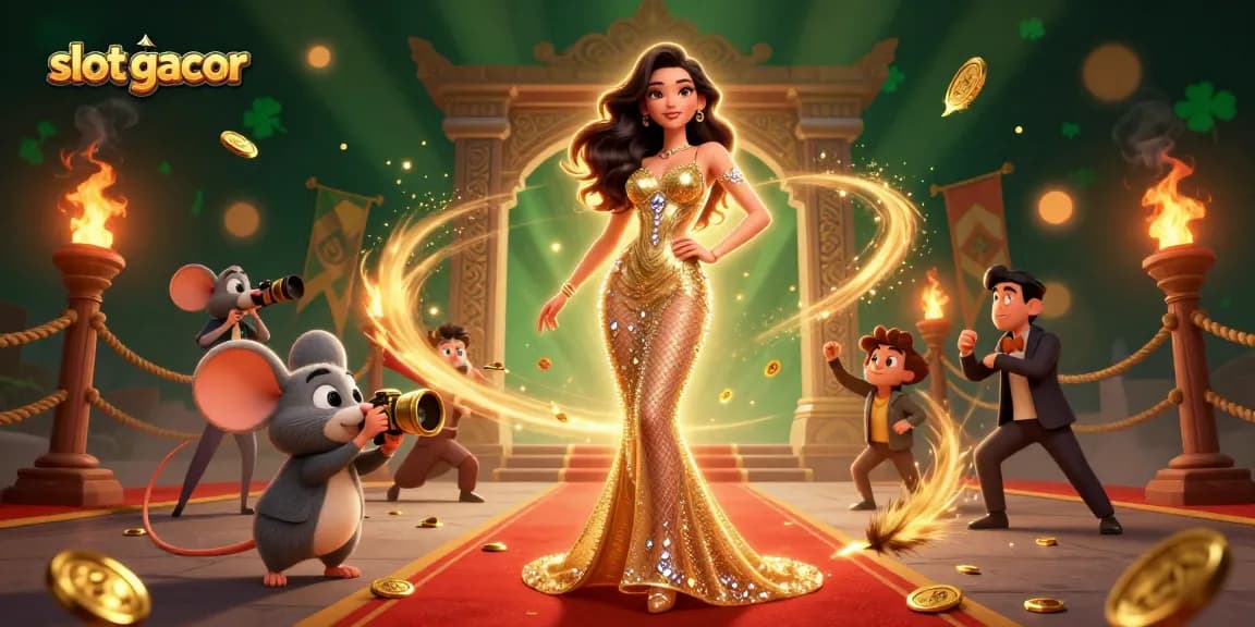 Terlibat dalam permainan mendebarkan dengan fitur slot gacor dalam ilustrasi hidup ini yang menampilkan adegan permainan 3D yang menang.