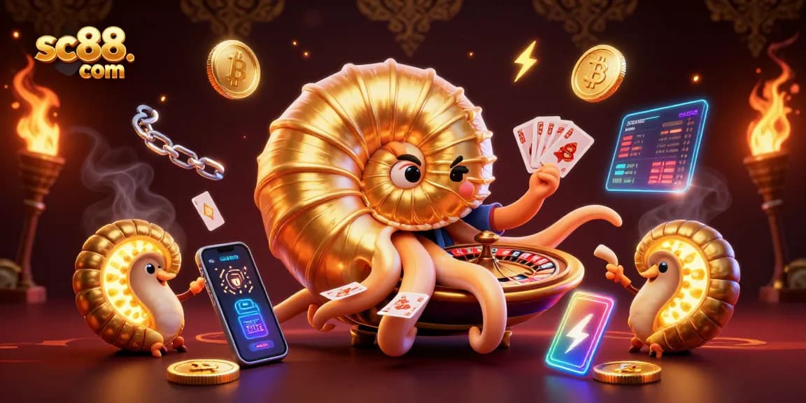 Experience thrilling gameplay at sc88. com with a lively casino scene featuring a nautilus roulette wheel.