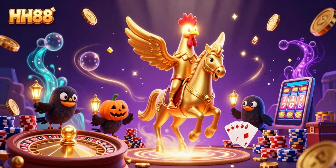 Experience thrilling wins at HH88 casino while surrounded by golden coins, vibrant graphics, and engaging game elements.
