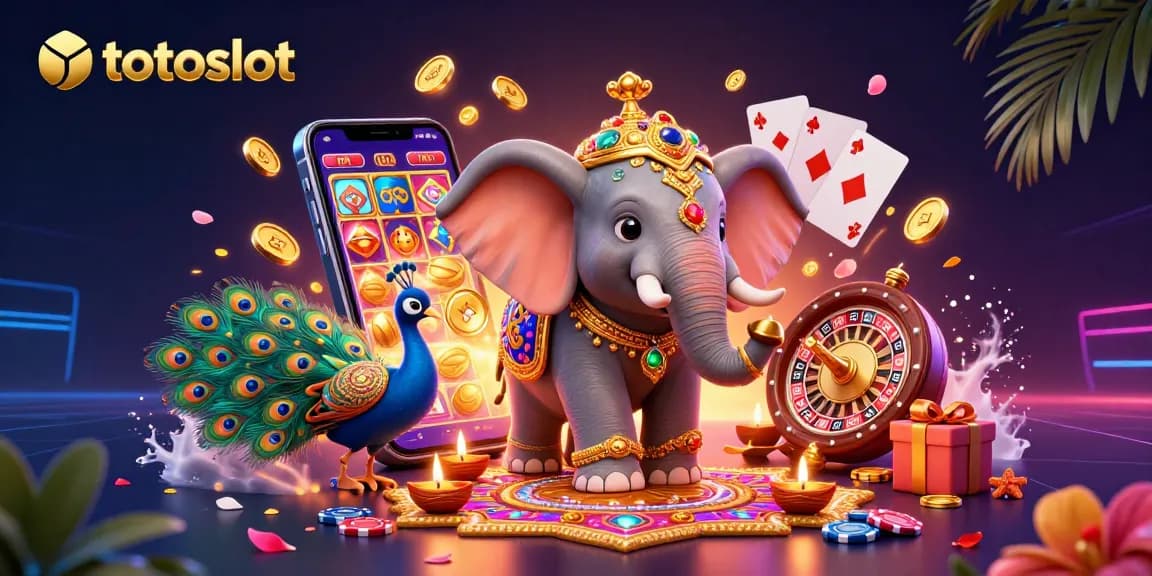 Totoslot captivates players with vibrant 3D illustration featuring slot games and stunning characters.