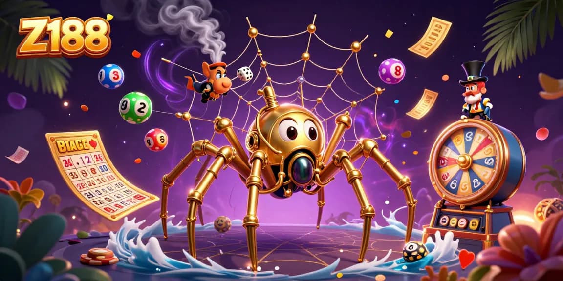 Experience exhilarating gameplay at Z188 with vibrant visuals of casino elements and charming characters.