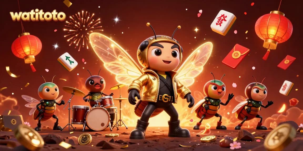 Experience excitement with watitoto as the cicada rock star and band celebrate in a vibrant casino scene.