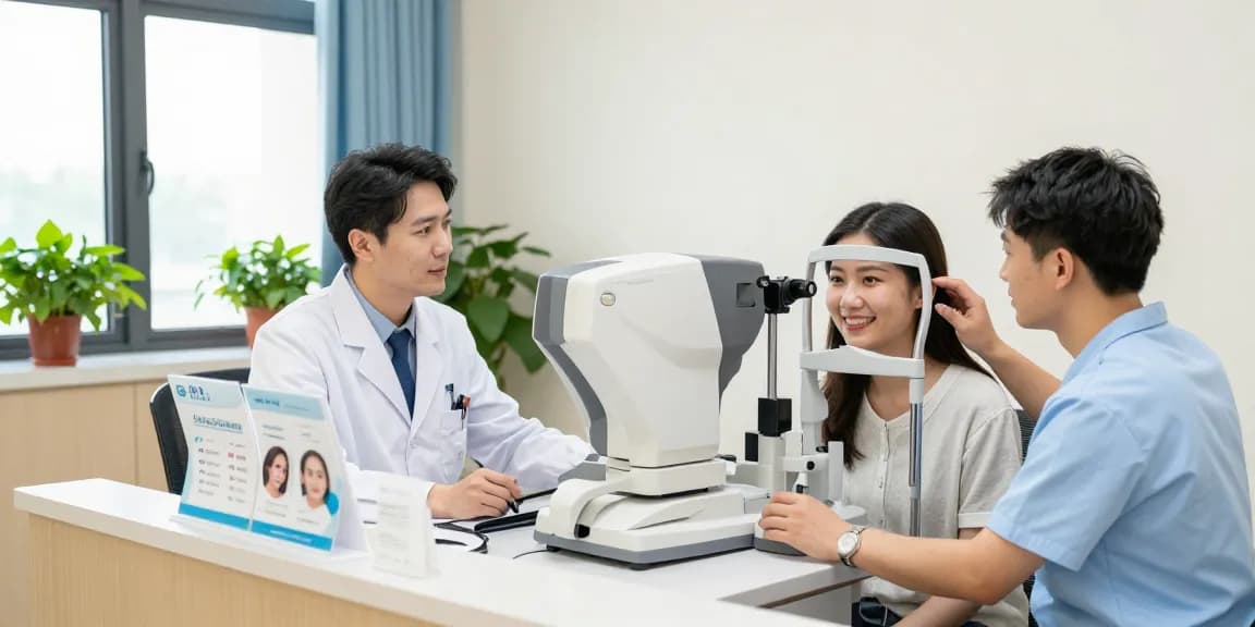 SNU Eye Clinic showing advanced eye care technology and friendly patient interaction.