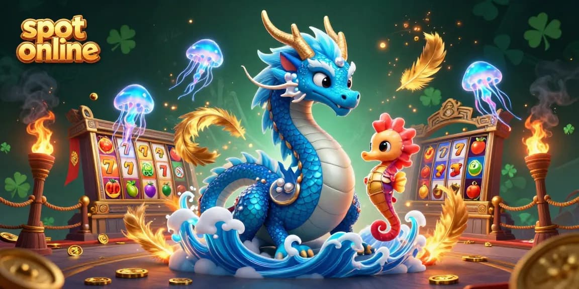 Spin the reels with slot online featuring a water dragon, seahorse knight, and vibrant symbols.
