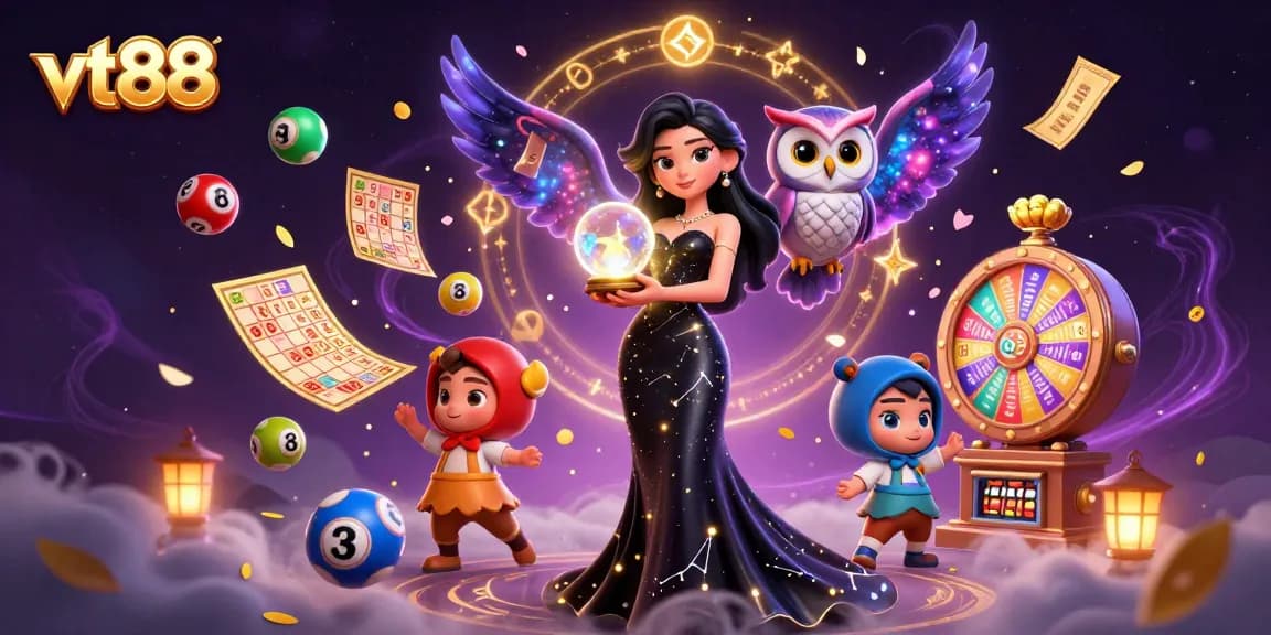 Engage with vibrant vt88 visuals depicting thrilling lottery dynamics and enchanting casino elements.