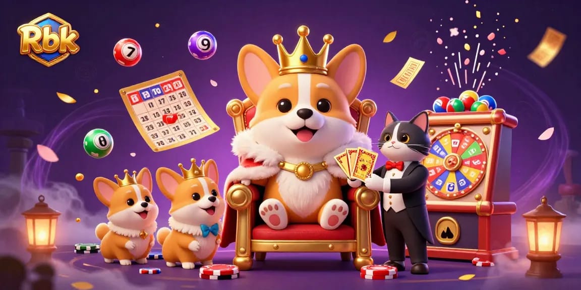 Experience vibrant fun with Rbk’s royal corgi gaming scene, featuring colorful lottery elements and lively characters.