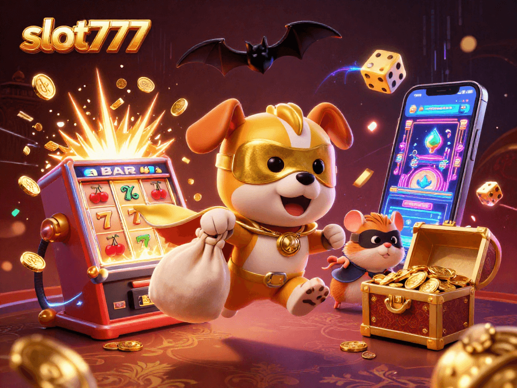 Memenangkan slot777 dengan karakter superhewan, mesin slot, dan simbol keberuntungan yang memukau.