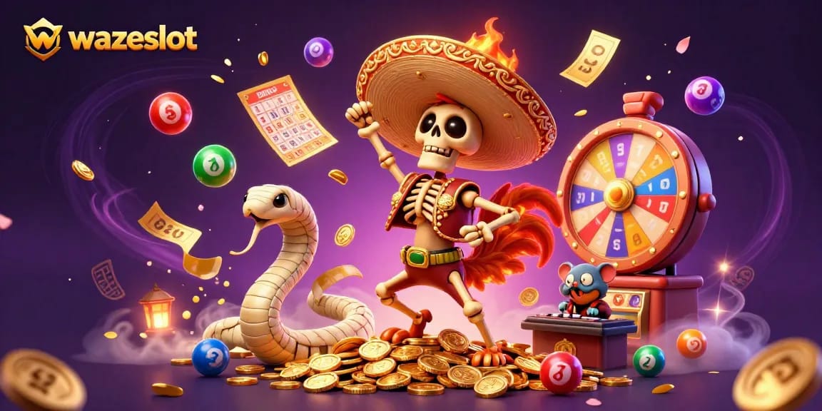 Experience thrilling wins at WAZESLOT with colorful lottery action and vibrant casino elements.