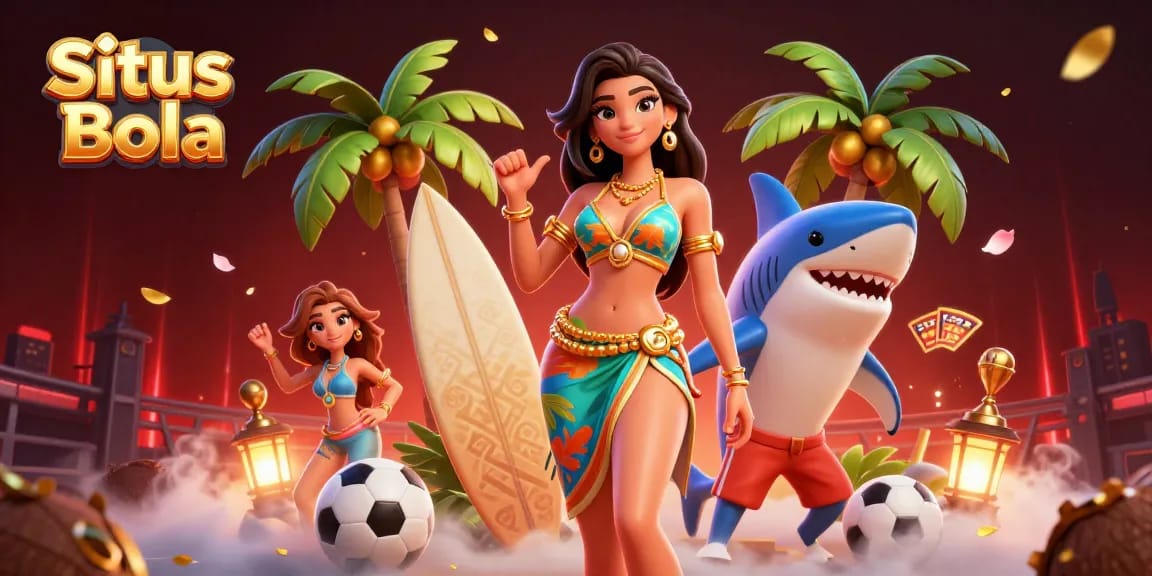 Situs Bola sports betting action scene with vibrant characters and dynamic gameplay elements