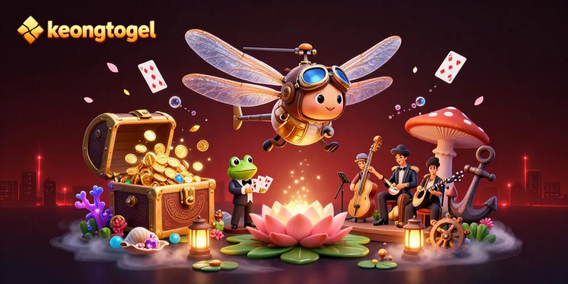 Experience daily winning patterns and accurate predictions with keongtogel in a vibrant casino illustration.