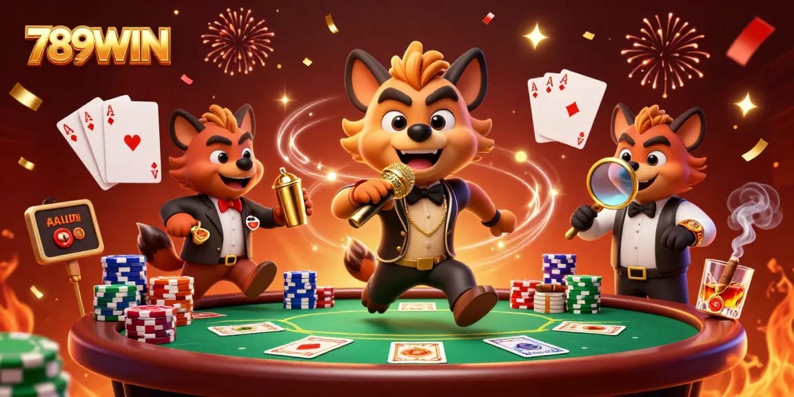 Experience the fun at 789WIN casino with hyenas running a vibrant club scene, mixing drinks and entertaining guests.