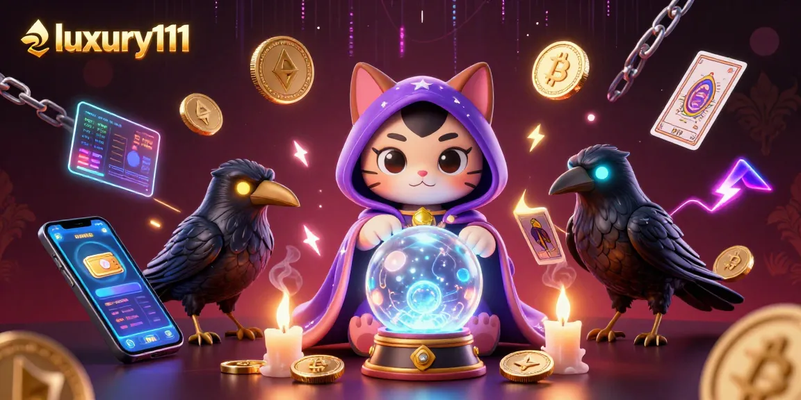 Engage in thrilling gameplay at luxury111 with a vibrant casino scene featuring mystical characters and cryptocurrency elements.