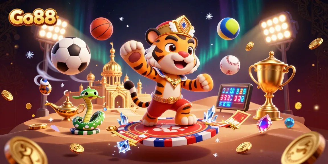Play casino games with Go88's vibrant 3D Arabian-themed illustration showcasing a sultan and gaming elements.
