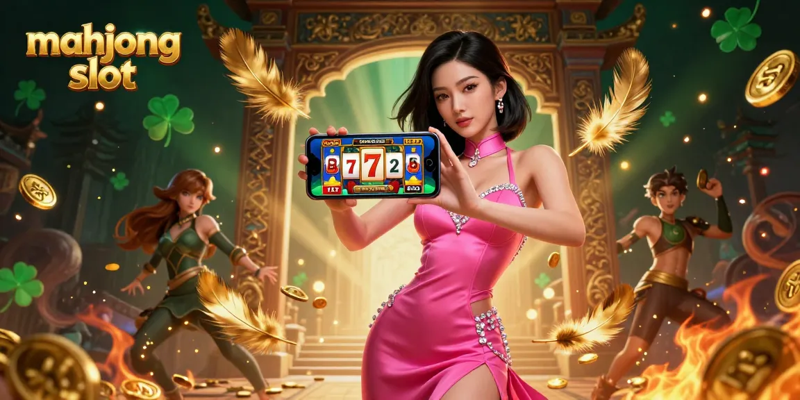 Engage with exciting mahjong slot gameplay featuring a stylish Asian woman and vibrant casino elements.