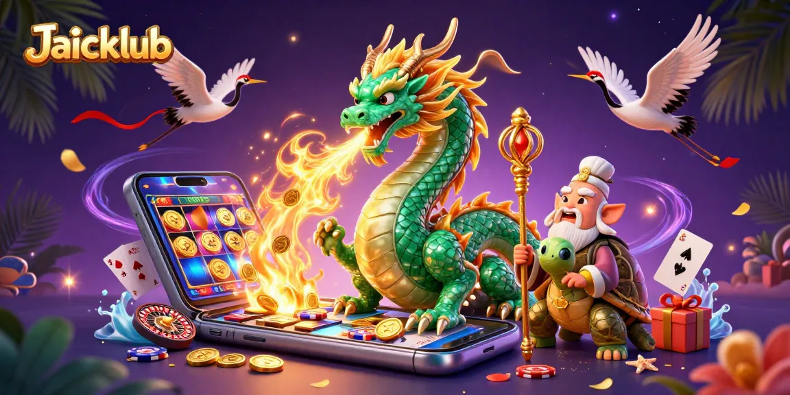 Experience thrilling gameplay at Jaiclub with an emerald dragon and lucky game elements.