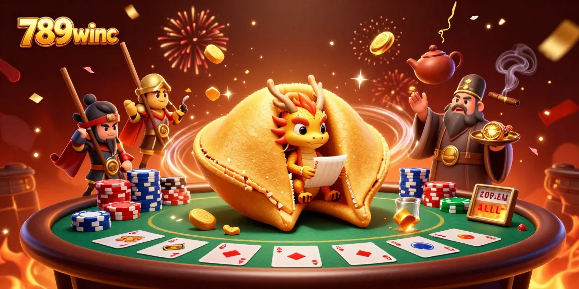 Experience 789winc's dynamic casino scene featuring dragons, fortune cookies, and vibrant poker elements.