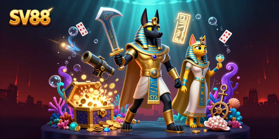 Engage in thrilling gameplay at SV88 with ancient Egyptian heroes amidst rich casino elements.