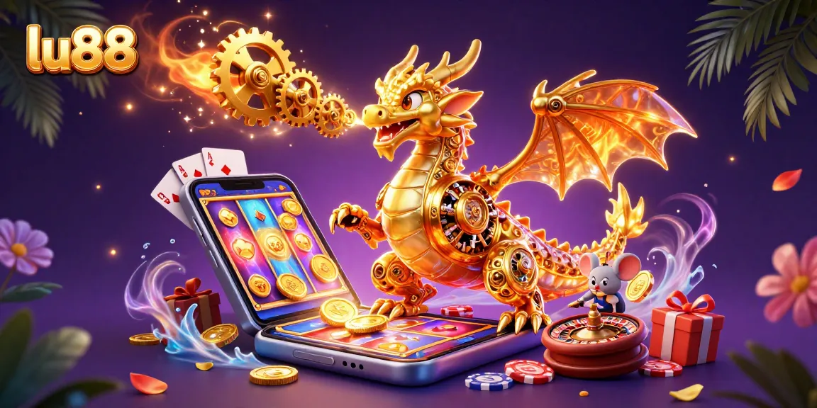 Engage with winning strategies at lu88, featuring a vibrant 3D casino scene full of excitement.