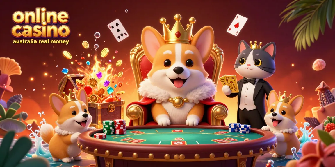 Experience winning at online casino Australia real money with lively poker-themed 3D illustration.