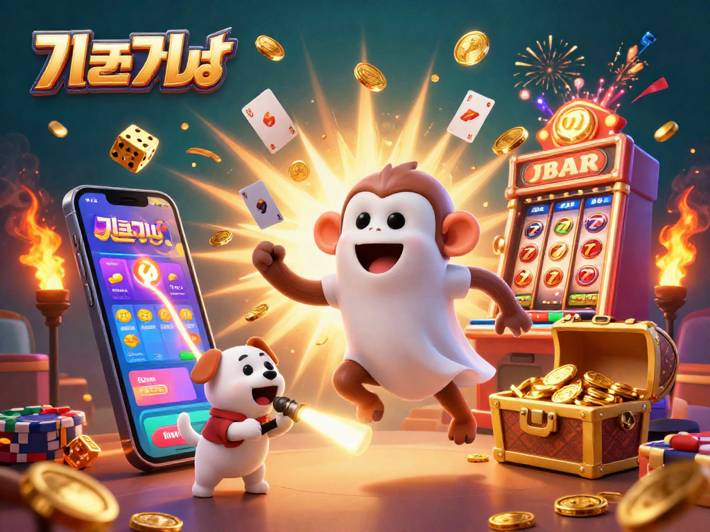 Experience thrilling แทงบอล action as a ghost-hunter puppy tracks a ghostly monkey juggling golden bets in a vibrant casino.