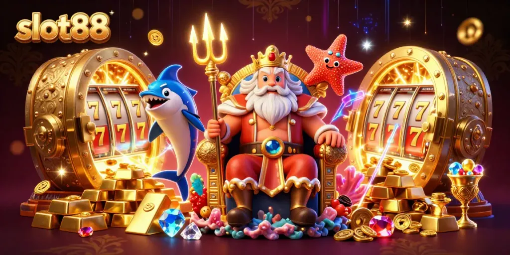 Slot88 menawarkan jackpot menarik dengan raja laut dan simbol slot yang menakjubkan.