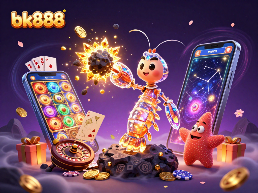 Engage in thrilling gameplay with bk888, featuring vibrant visuals of slot machines and casino elements.
