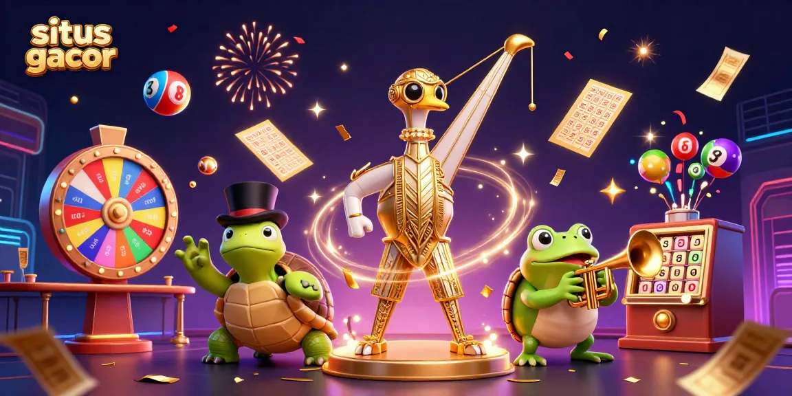 Experience situs gacor in this vibrant, festive illustration featuring dynamic lottery and casino elements.