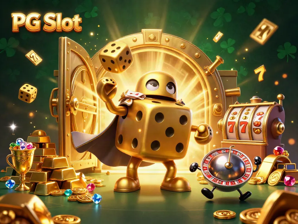 Experience thrilling PG Slot action with golden dice and animated game elements in a vibrant 3D scene.