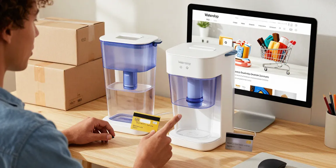 Waterdrop 40 Cup Dual Filter Dispenser showcased in an online shopping experience, best deals on e-commerce platform.