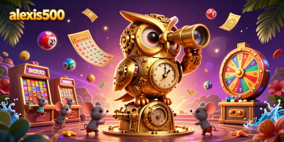 Play exciting casino games at alexis500 with dynamic lottery and slot elements illustrated.