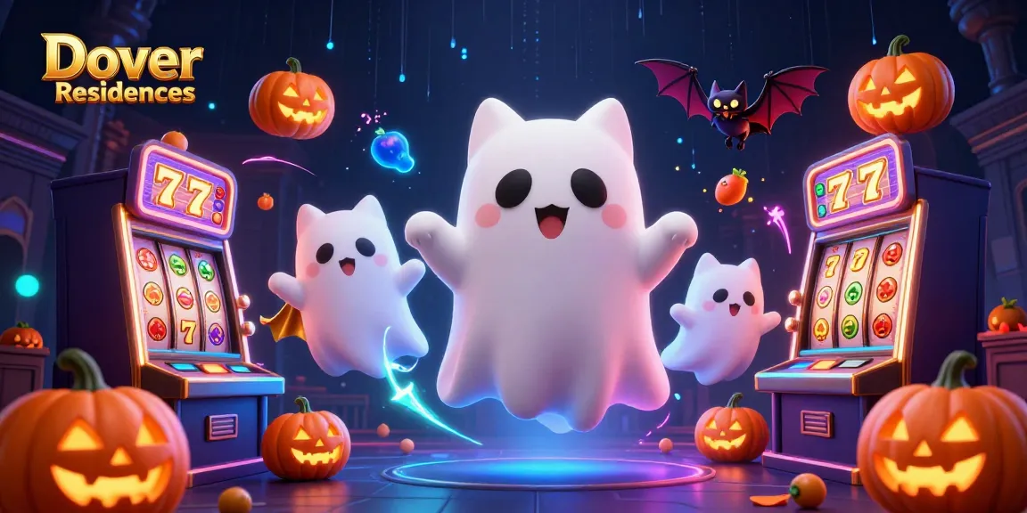 Kucing hantu lucu dan kelelawar vampir penuh warna bermain di kasino di Dover Residences.