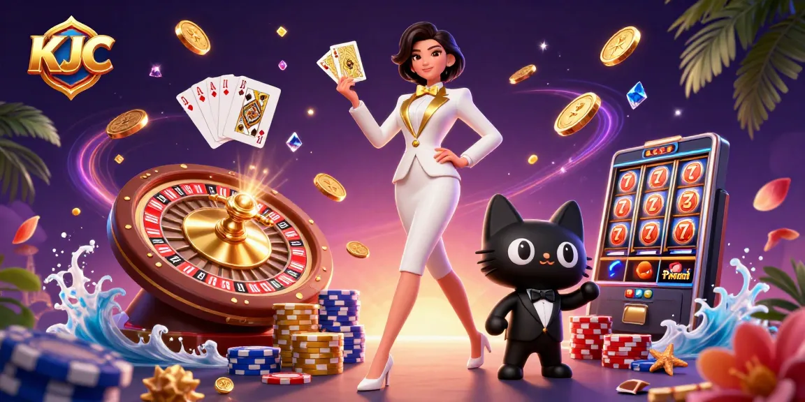 KJC players enjoy a dynamic card game experience amid sparkling gems and golden coins.