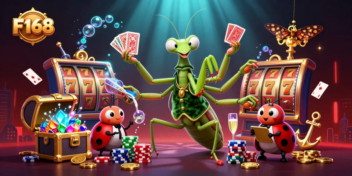 Experience F168's vibrant casino gaming world with engaging characters and dynamic action.