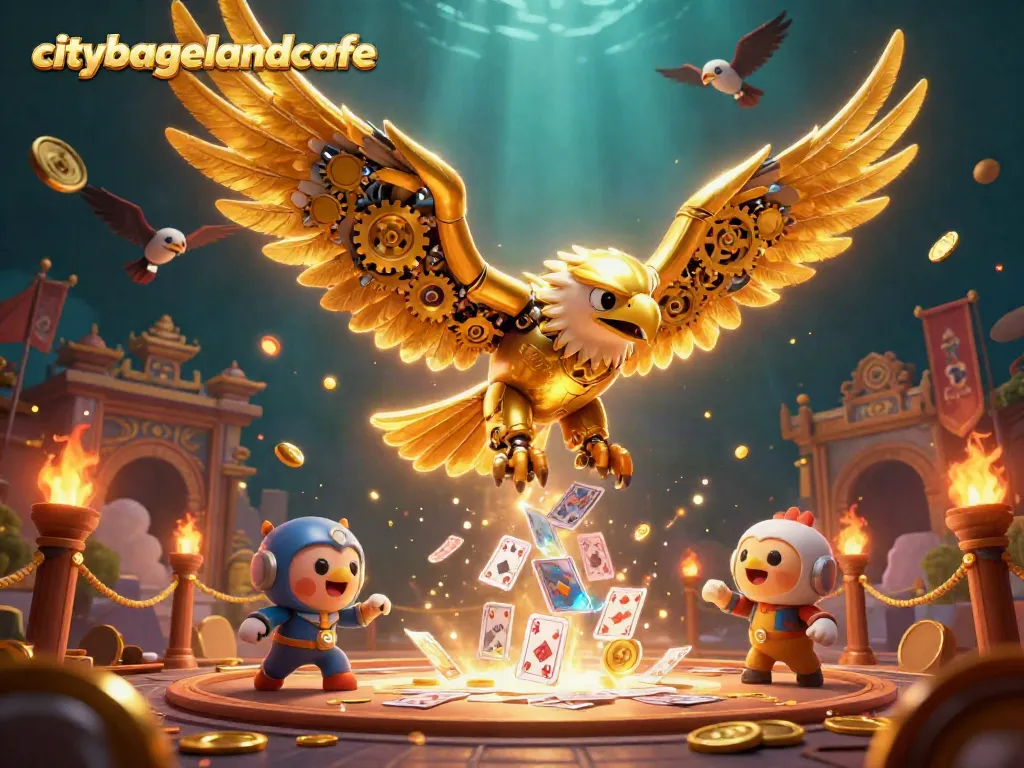 citybagelandcafe memikat pemain dengan ilustrasi 3D kartun meriah tentang pemburu scatter emas.