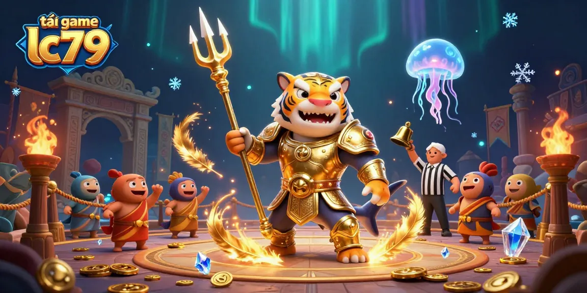 Trải nghiệm tải game lc79 với cá mập 3D trong đấu trường dưới nước.