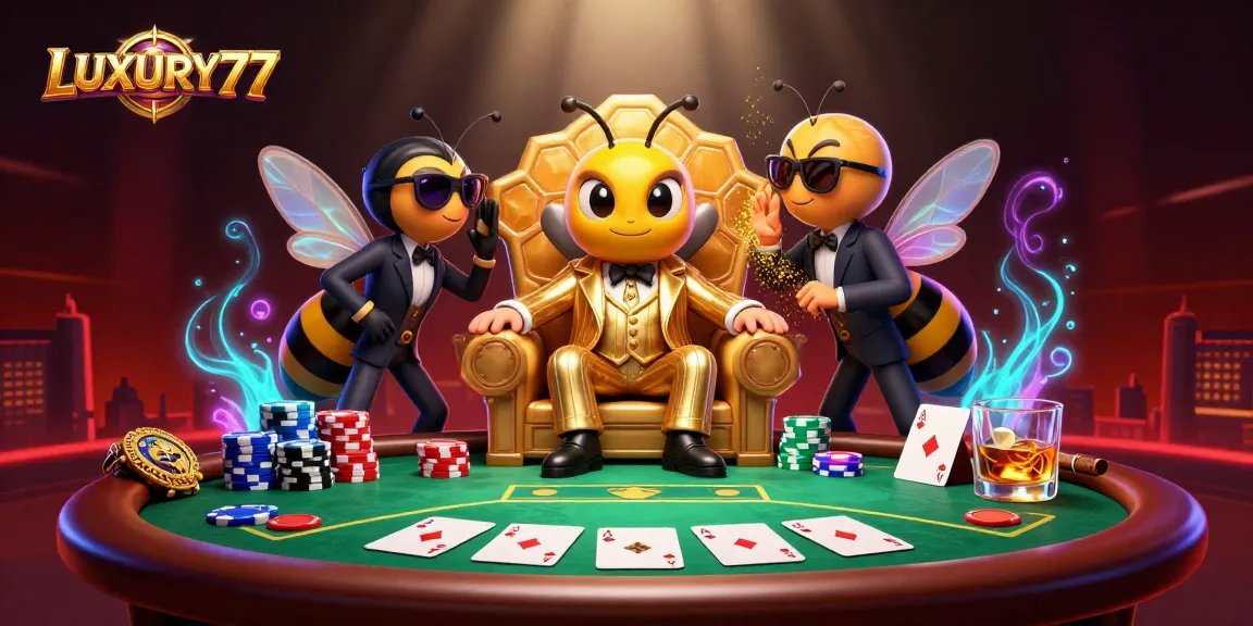 Engage in thrilling gameplay with LUXURY77 at this vibrant casino scene filled with poker action.