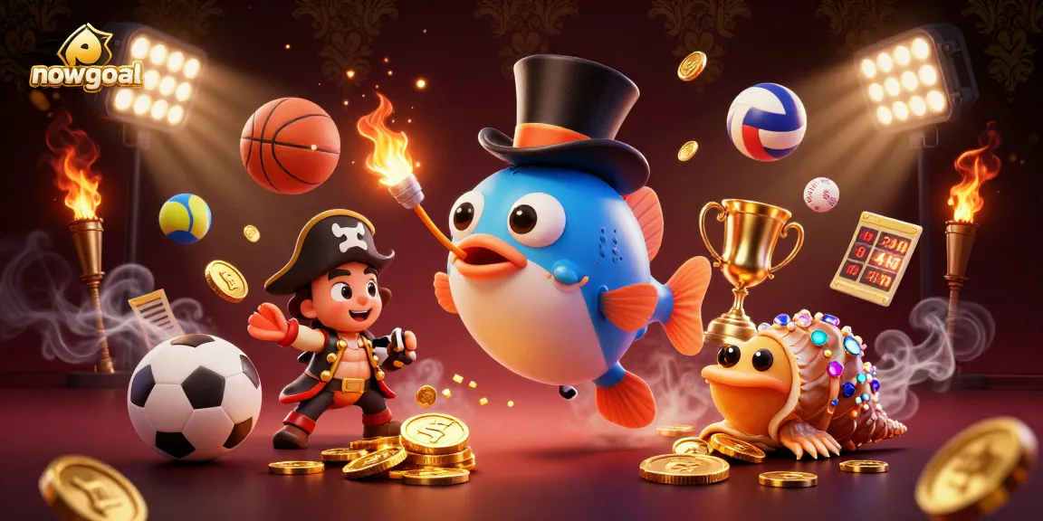 Nowgoal sports betting illustration with a glowing anglerfish attracting coins, enhancing gaming experience.