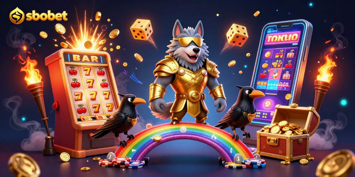 Experience sbobet action with a thrilling jackpot scene featuring Odin and his ravens amidst vibrant casino elements.