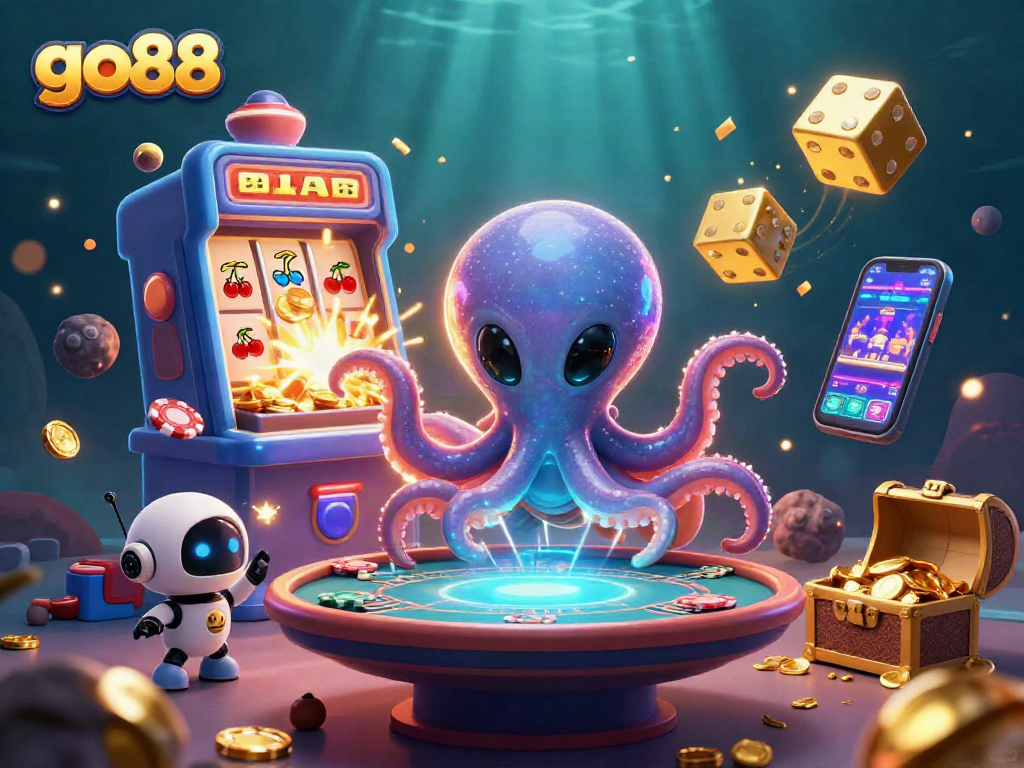 Engage with go88's vibrant casino scene featuring animated characters and thrilling games.