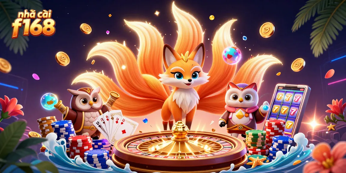 Engage in thrilling gaming action at nhà cái f168 with vibrant characters and dynamic casino elements.