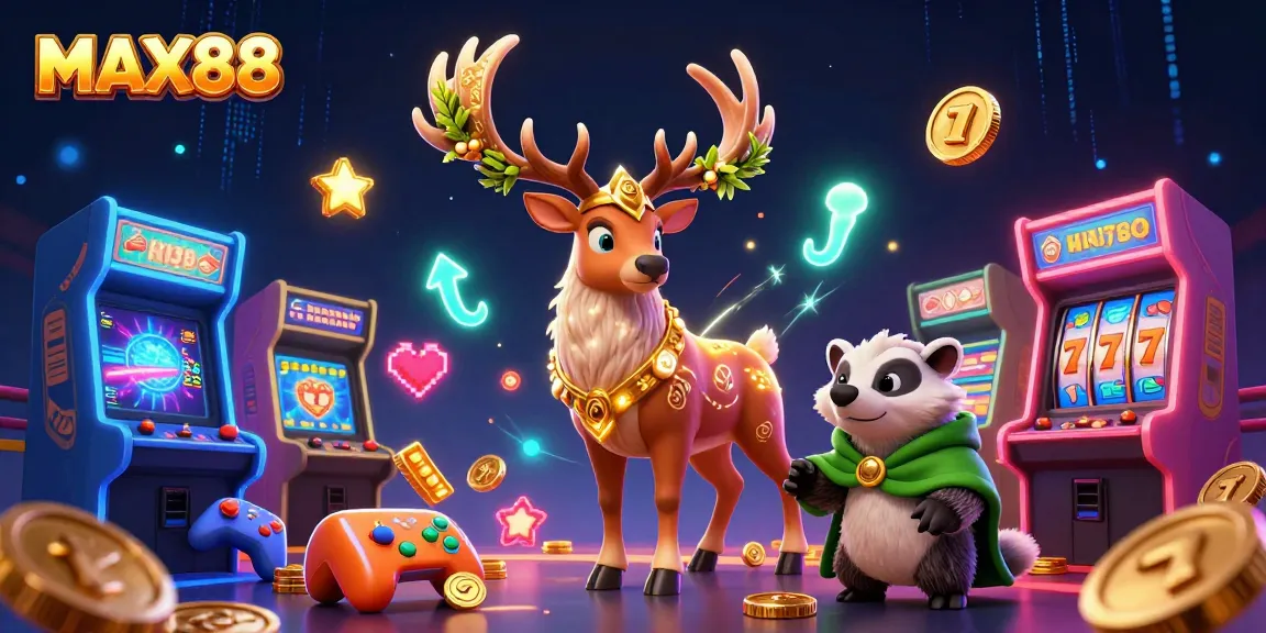 Experience immersive MAX88 casino thrills with colorful slot games and magical characters.