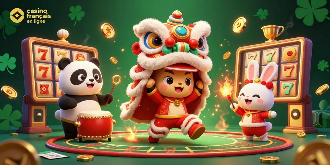 Engage with casino francais en ligne through a vibrant 3D illustration of a festive atmosphere with characters and action-packed gaming elements.