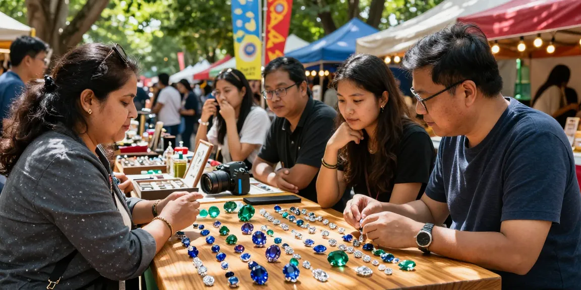 Explore quality gemstones at https://www.mygemspot.com marketplace, featuring vibrant vendor displays and happy customers.