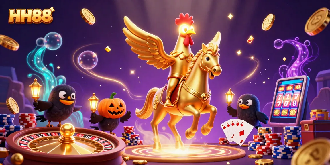 Experience thrilling wins at HH88 casino while surrounded by golden coins, vibrant graphics, and engaging game elements.