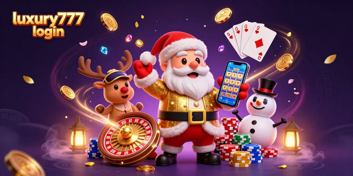 luxury777 login membuka akses permainan slot terbaik dengan karakter Santa dan teman-temannya yang penuh warna