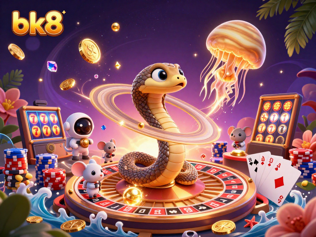 Experience thrilling bets at bk8 with a 3D cosmic casino featuring unique characters and dazzling elements.