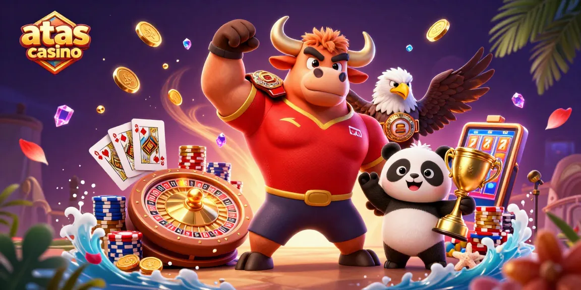 Experience thrilling wins with atas casino's vibrant 3D illustration showcasing casino fun and excitement.