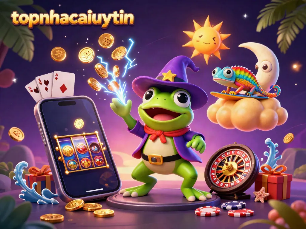 Spin vibrant slots with topnhacaiuytin in this enchanting casino-themed digital artwork.